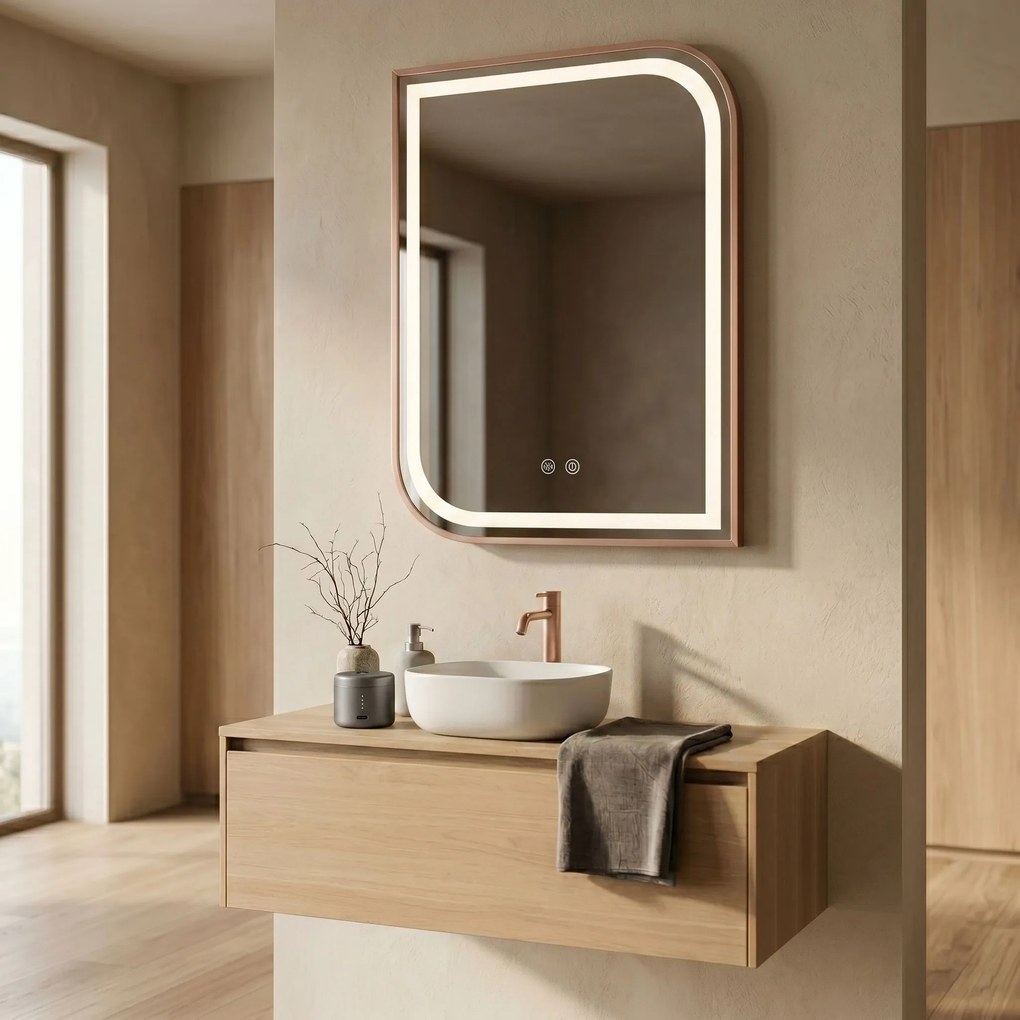 Огледало LED ZONE 80x60 BRUSH ROSE GOLD