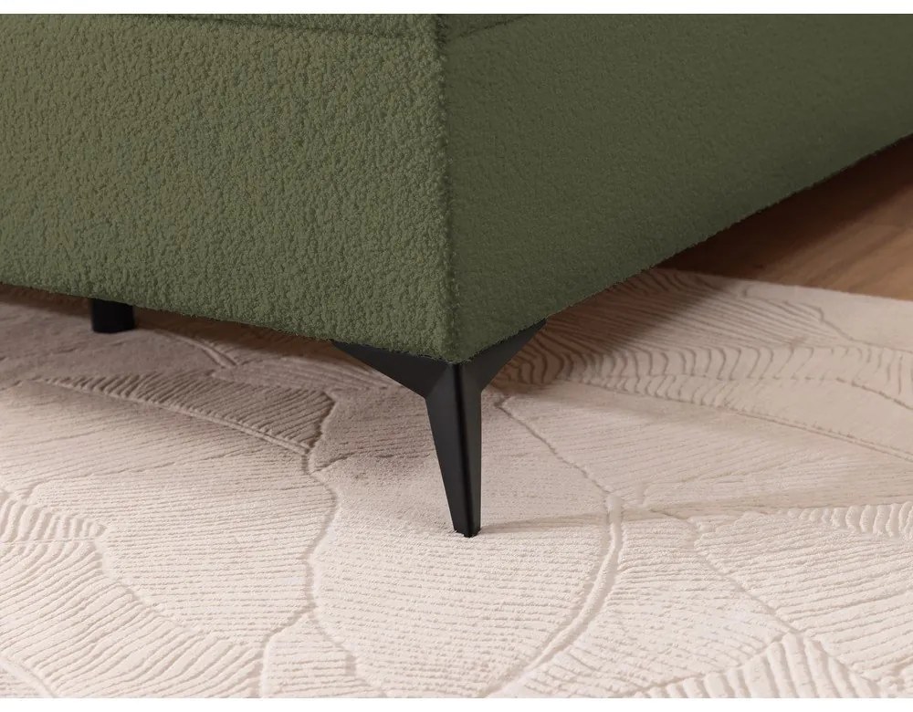 Зелено боксспринг легло 140x200 cm с място за съхранение Ornes – Ropez