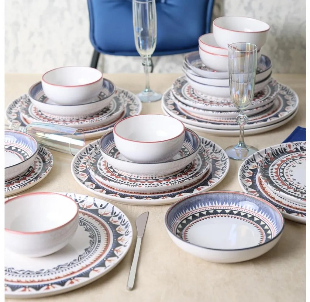 Комплект за хранене 24 части пъстроцветен/каменина