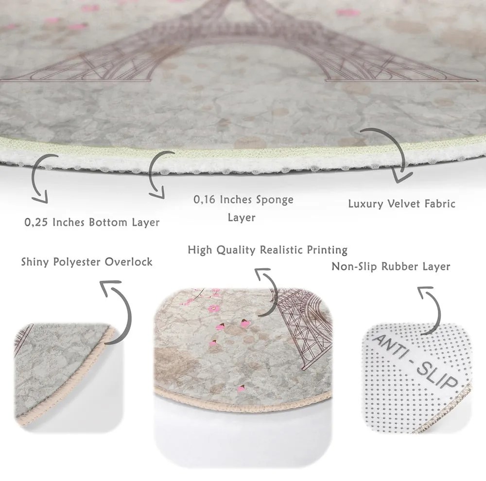 Светлорозов кръгъл килим подходящ за пране и за прахосмукачки роботи ø 120 cm Comfort – Mila Home