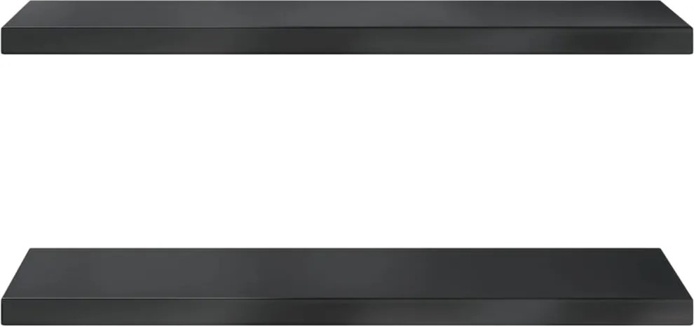 Стенни рафтове 2 бр 100x30x3 см черни неръждаема стомана