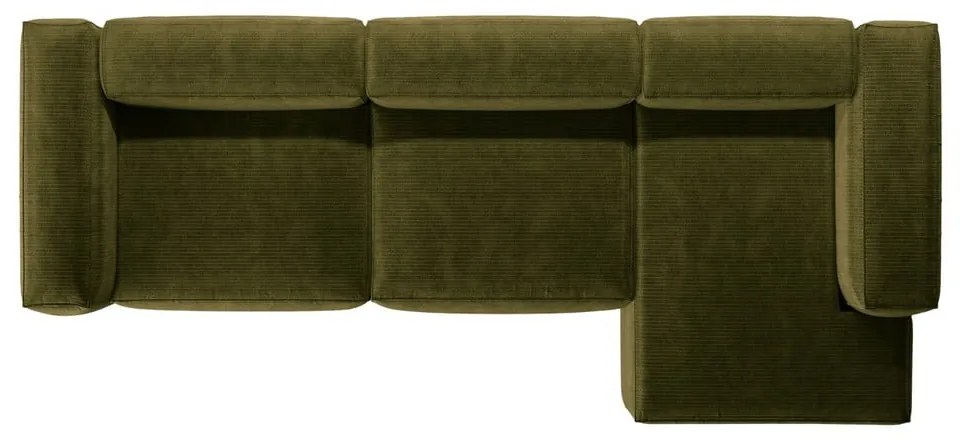 Зелен ъглов диван от рипсено кадифе (десен ъгъл) Bergamo – Cosmopolitan Design