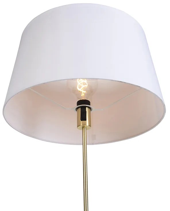 Подова лампа злато/месинг с бял ленен абажур 45 см - Parte