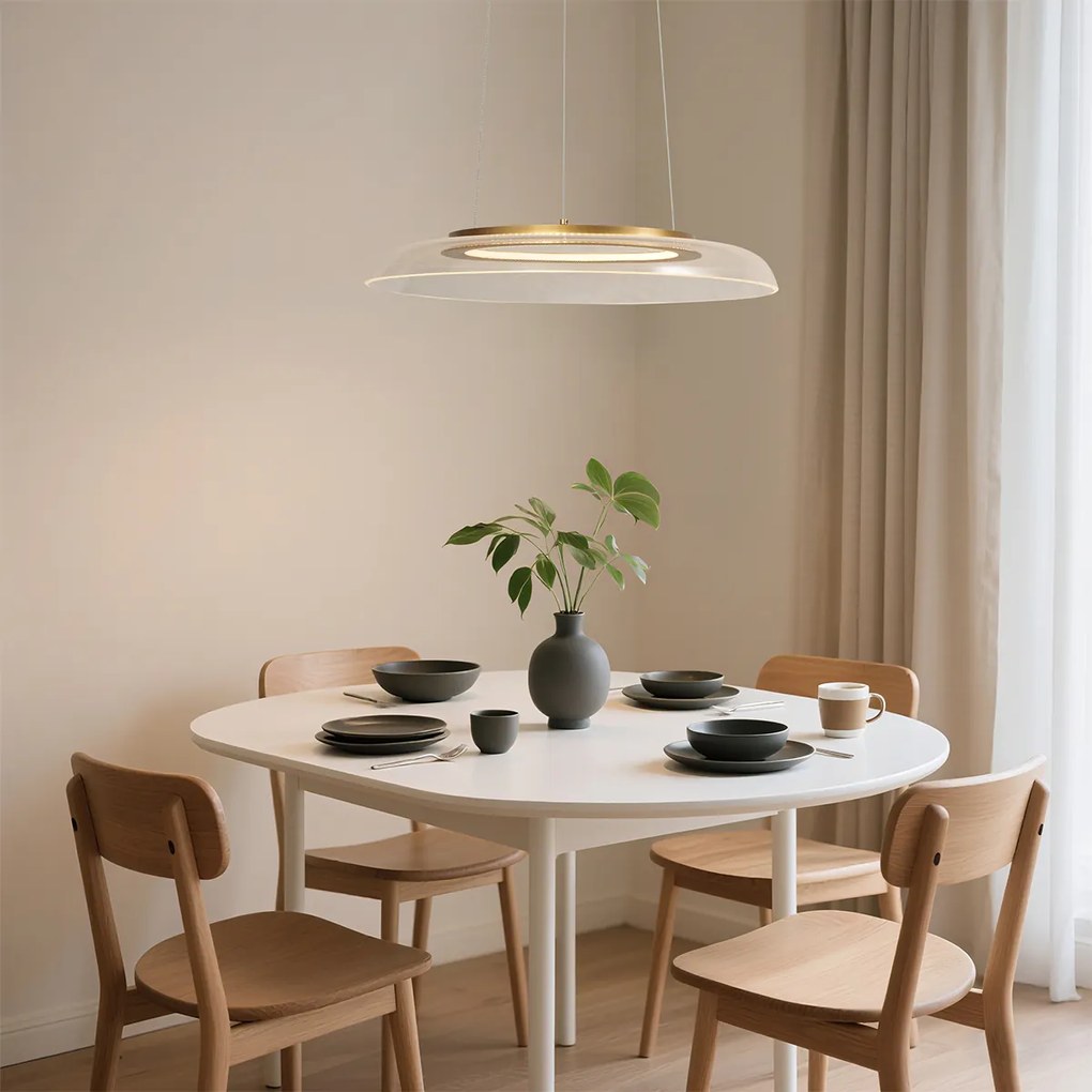 Дизайнерска висяща лампа златиста и прозрачна с 3-степенно димиране - Scacrylic