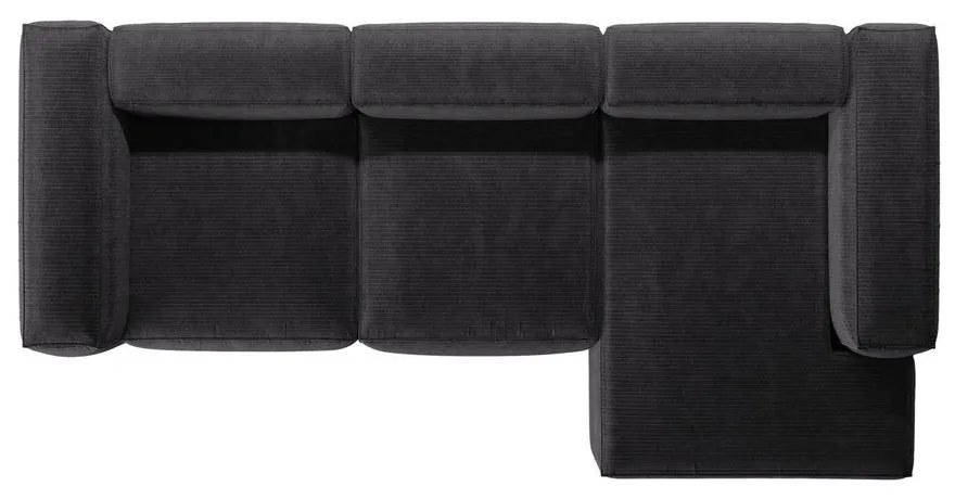 Тъмносив ъглов диван от рипсено кадифе (десен ъгъл) Bergamo – Cosmopolitan Design