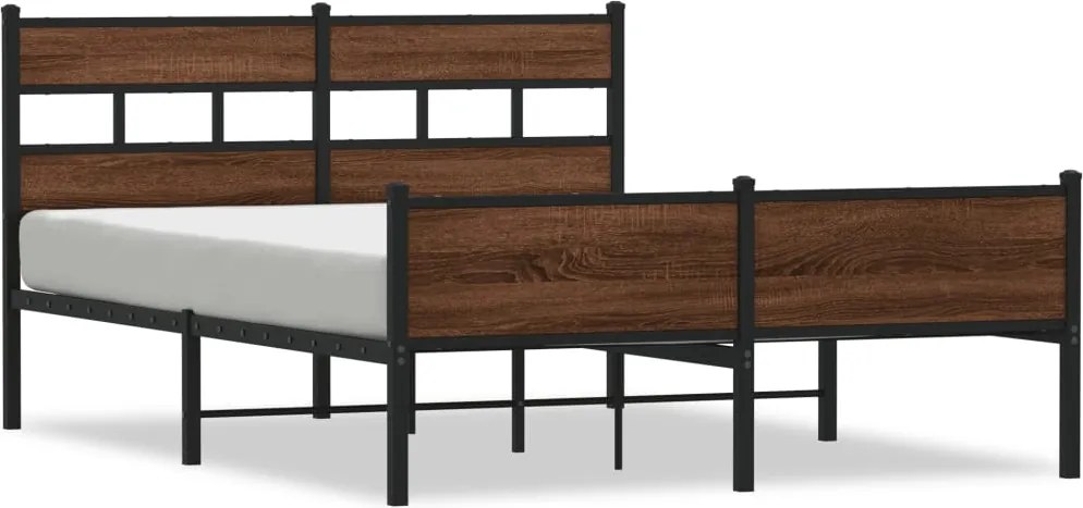 3308516 vidaXL Метална рамка за легло, без матрак, кафяв дъб, 160x200 см