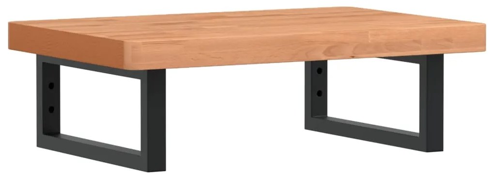 3302377 vidaXL Стенен рафт за мивка, стомана и масивно дърво бук