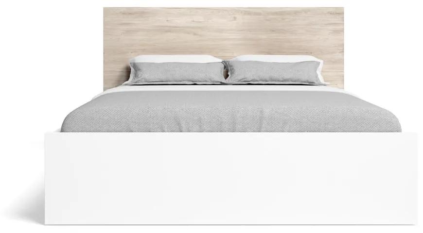Бяло/естествено дъбово двойно легло 140x190 cm Sahara - Marckeric
