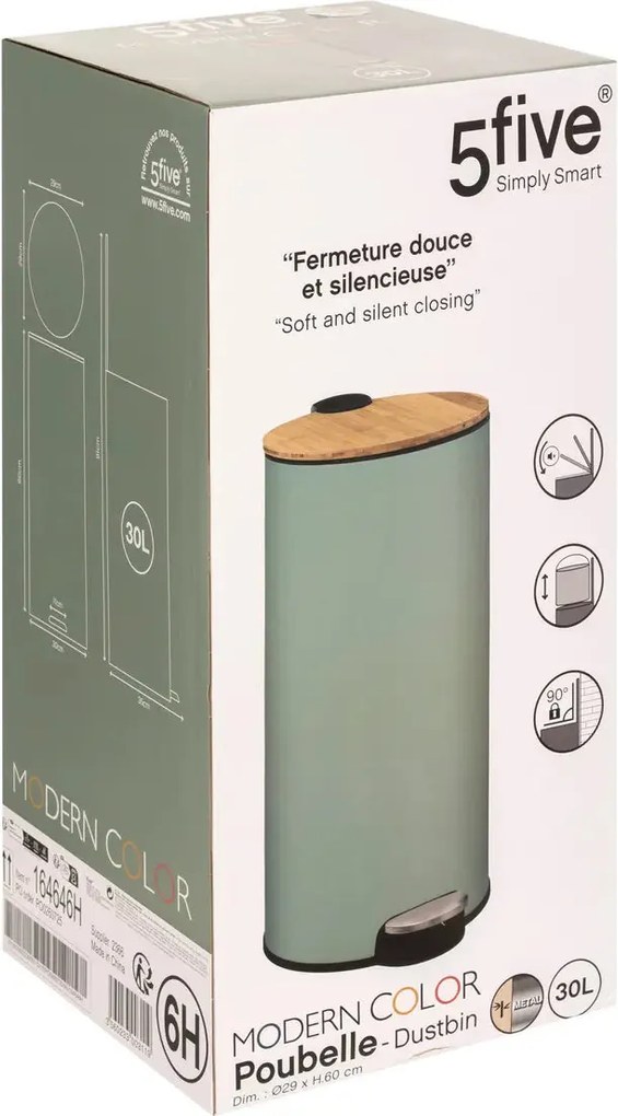 Кош 5five Modern Color, Метал и бамбук, 30 L - Зелен