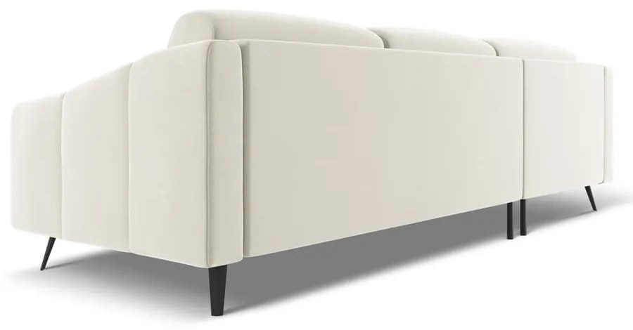 Кремав кадифен ъглов диван (ляв ъгъл) Nalu – Makamii