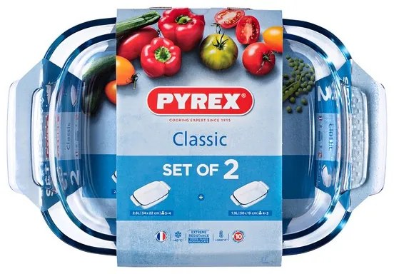 Комплект Блюда за Фурна Pyrex Classic Прозрачен Боросиликатно Стъкло (2 pcs)