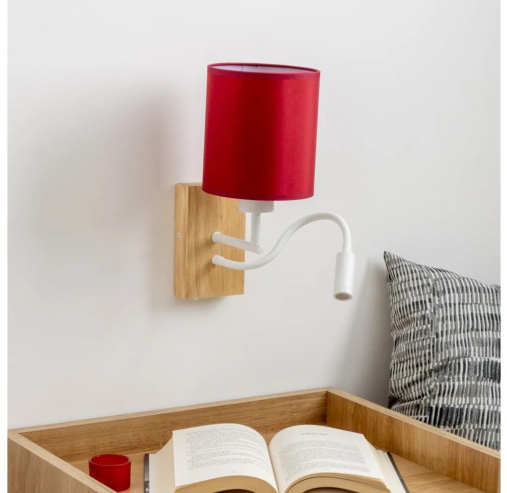 Brilagi-LED Аплик NUBILA WOOD 1xE27/25W/230V+LED/3W дъб/Помпейски червен