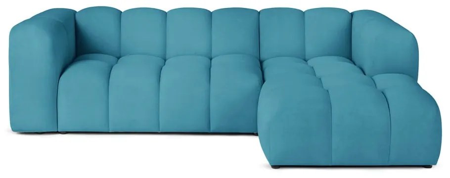 Тюркоазен кадифен ъглов диван (десен ъгъл) Cube – Bonami Selection