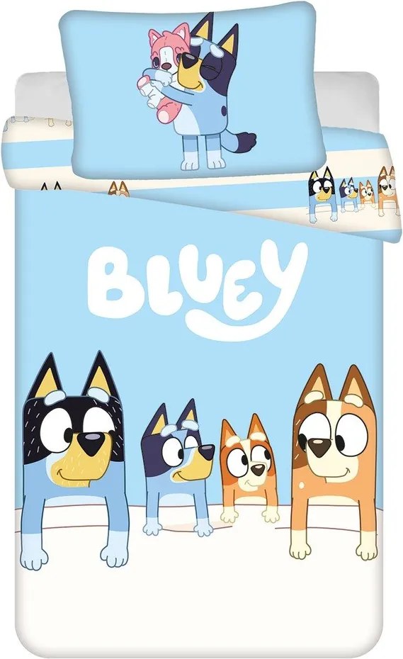 Синьо памучно спално бельо за детско креватче 100x135 cm Bluey – Jerry Fabrics