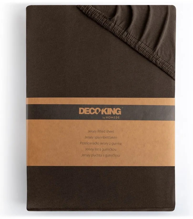 Тъмнокафяв еластичен чаршаф от джърси 90x200 cm Amber – Restilo