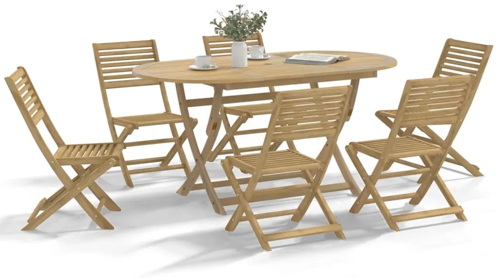 3214228 vidaXL Сгъваеми градински столове 6 бр 48,5x61,5x87 см акация масив