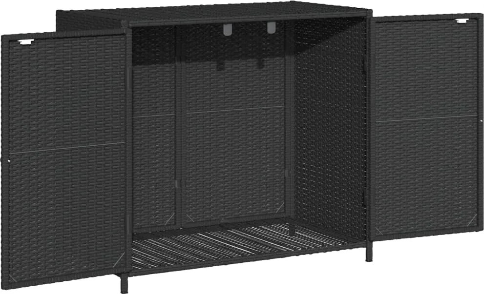 Градински шкаф за съхранение, черен, 83x45x76 см, полиратан
