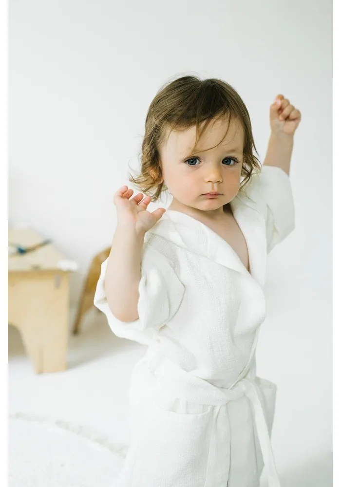 Детски бял ленен халат Nature, размер 122 - 128 - Linen Tales
