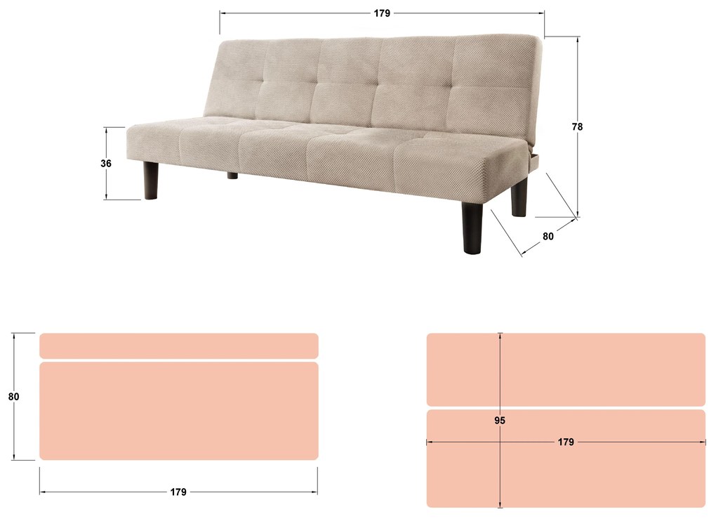 Разтегателно клик-клак канапе Норте