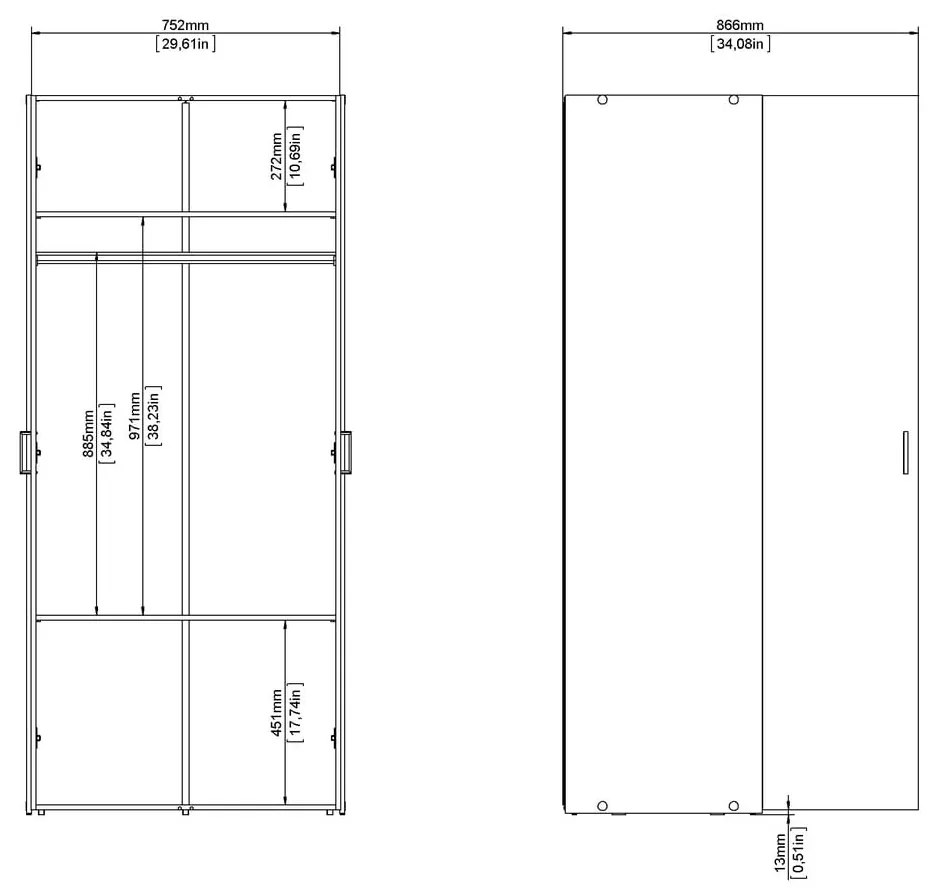 Бял гардероб 78x175 cm Space – Tvilum