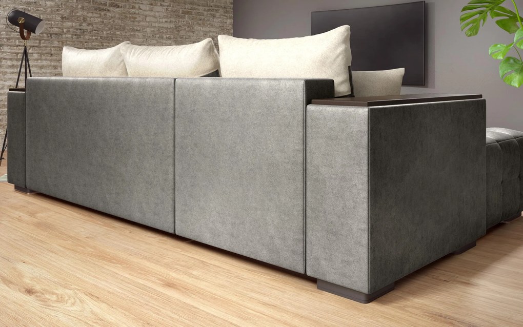 Разтегателен ъглов диван с подлакътник етажерка Мелвин S