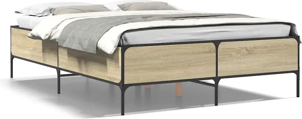 3279803 vidaXL Рамка за легло, дъб сонома, 120x200 см, инженерно дърво и метал
