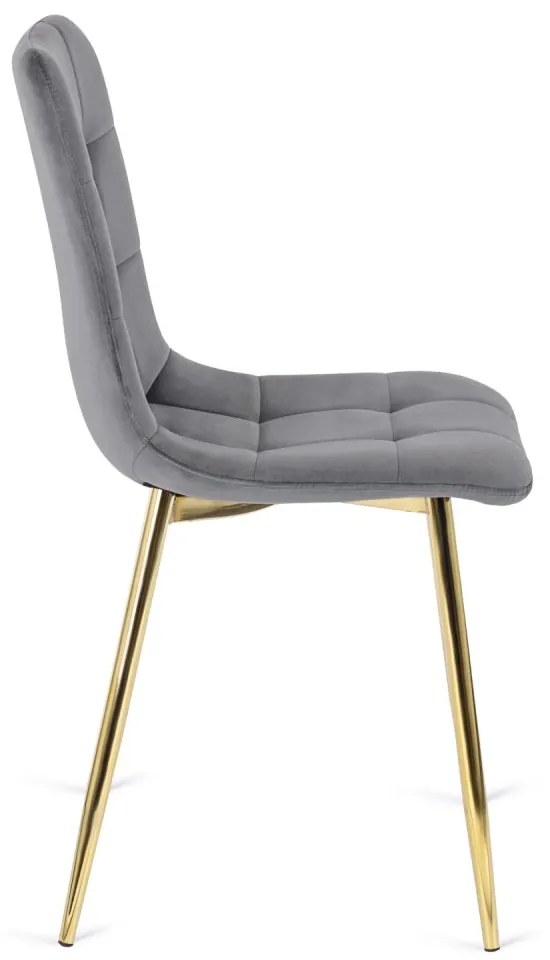 Тапициран кадифен стол YORK със златни крака - различни цветови покрития Черен