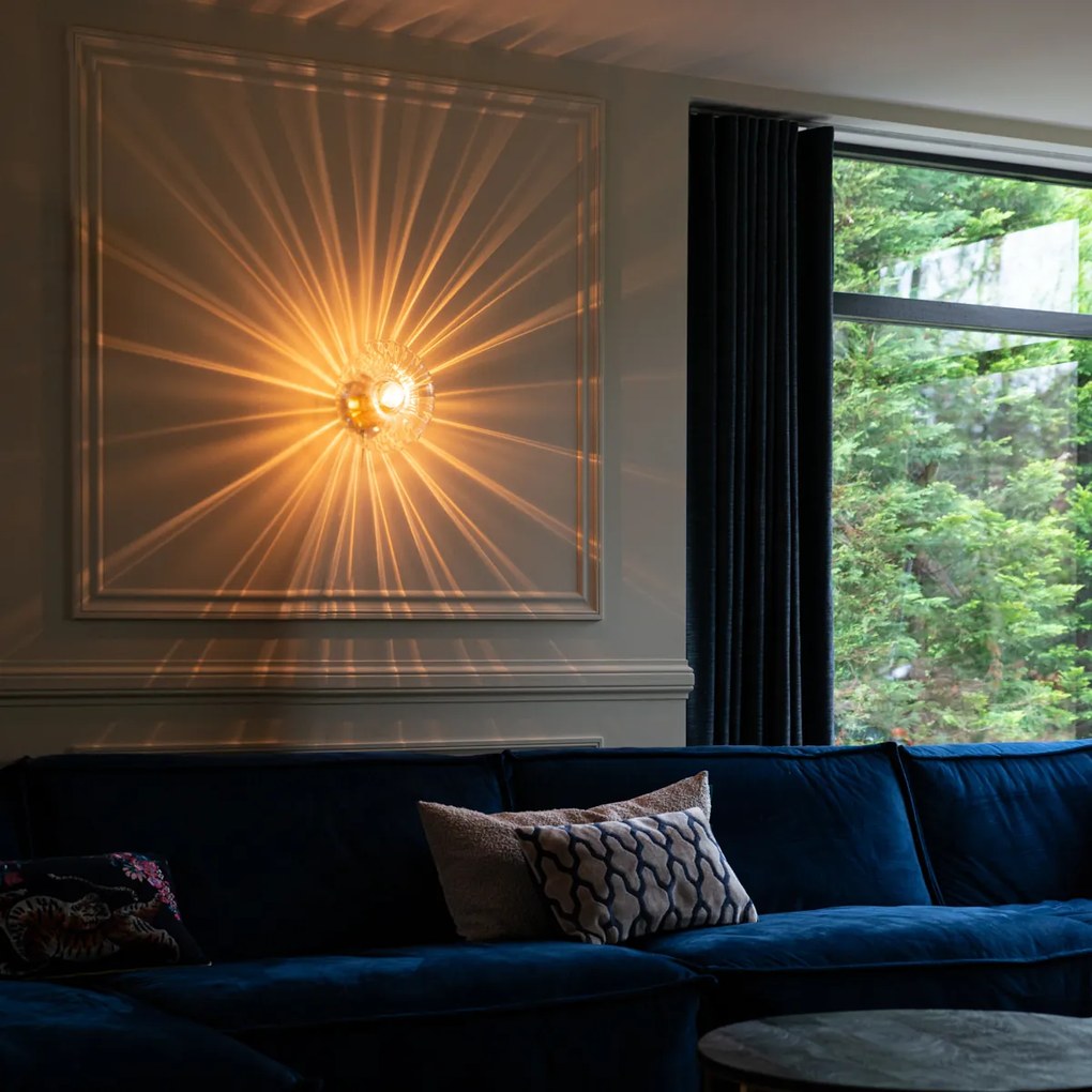 Стенна лампа в стил арт деко златиста със стъкло - Ayesha