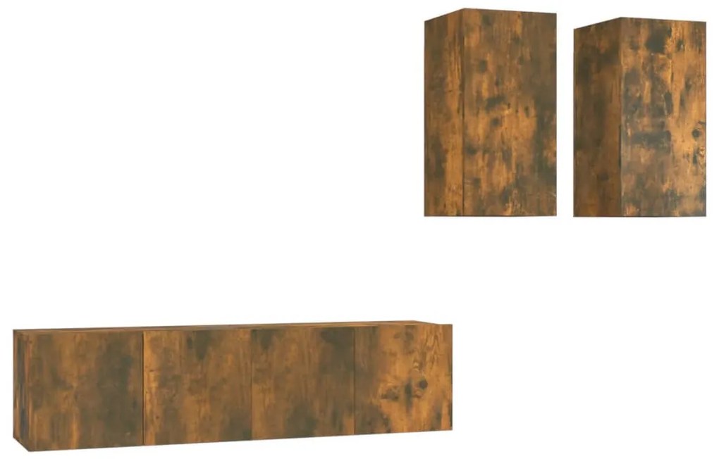 3120269 vidaXL Комплект ТВ шкафове от 4 части, опушен дъб, инженерно дърво