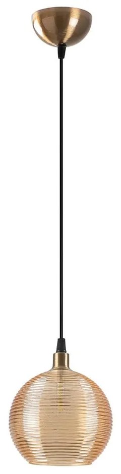 Жълта охра и златисто висящо осветително тяло със стъклен абажур ø 15 cm Muzo – Opviq lights