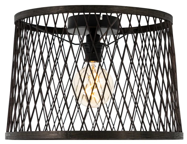 Рустикална таванна лампа черна ратан 40 см IP44 - Calamus