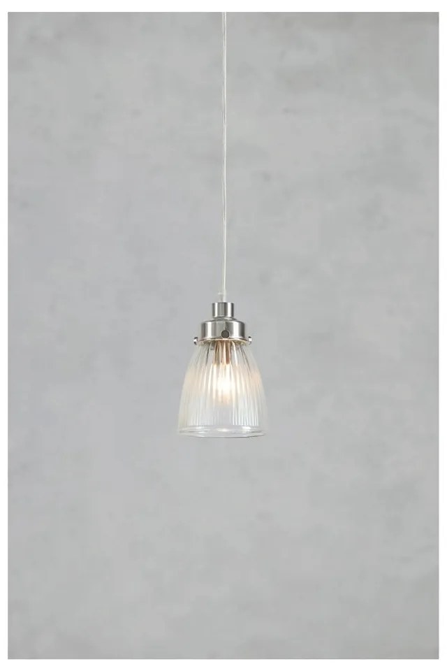 Висящо осветително тяло в сребрист цвят със стъклен абажур ø 11 cm Bellis – Markslöjd