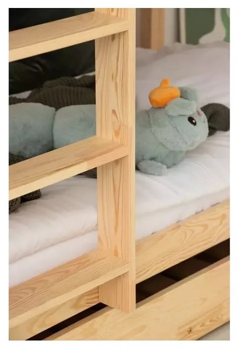 Детско двуетажно разтегателно легло с място за съхранение с включена подматрачна рамка в естествен цвят 80x200 cm CLPBN – Adeko