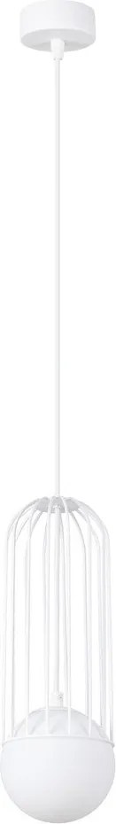 Бяло висящо осветително тяло със стъклен абажур Belinda – Sollux