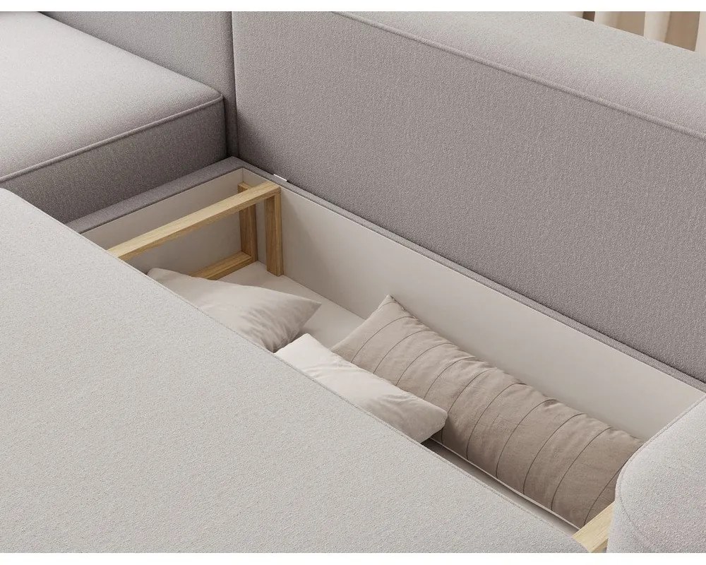 Светлосив шенилов сгъваем/с място за съхранение ъглов диван (ляв ъгъл) Aurumm – ELTAP