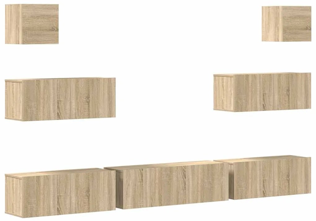 3114544 vidaXL Комплект ТВ шкафове от 7 части, сонома дъб, инженерно дърво7