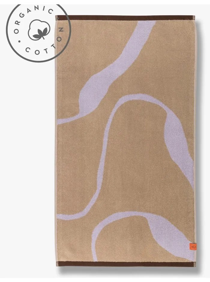 Кърпа за баня от органичен памук в цвят лавандула и светлокафяво 70x133 cm Nova Arte - Mette Ditmer Denmark