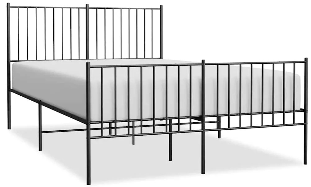 350883 vidaXL Метална рамка за легло с горна и долна табла, черна, 140x200 см