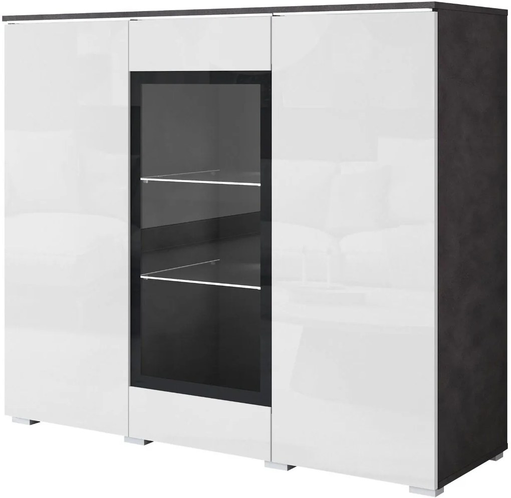 Витрина Vera mini-Черен-Бял лак