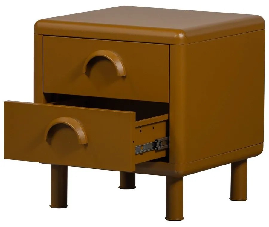 Метално нощно шкафче в цвят жълта охра Rune – WOOOD