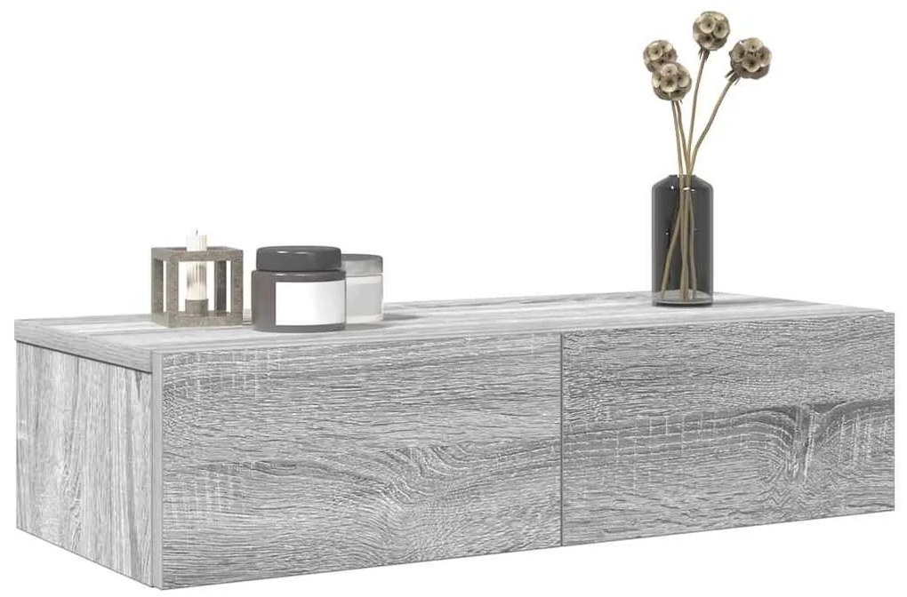 859973 vidaXL Стенен рафт с чекмеджета 60x26,5x15 см инженерно дърво