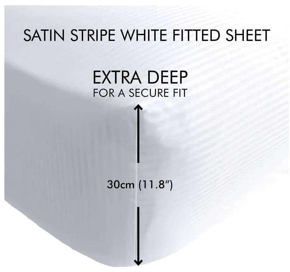 Бял чаршаф за опъване 90x190 cm Satin Stripe - Catherine Lansfield