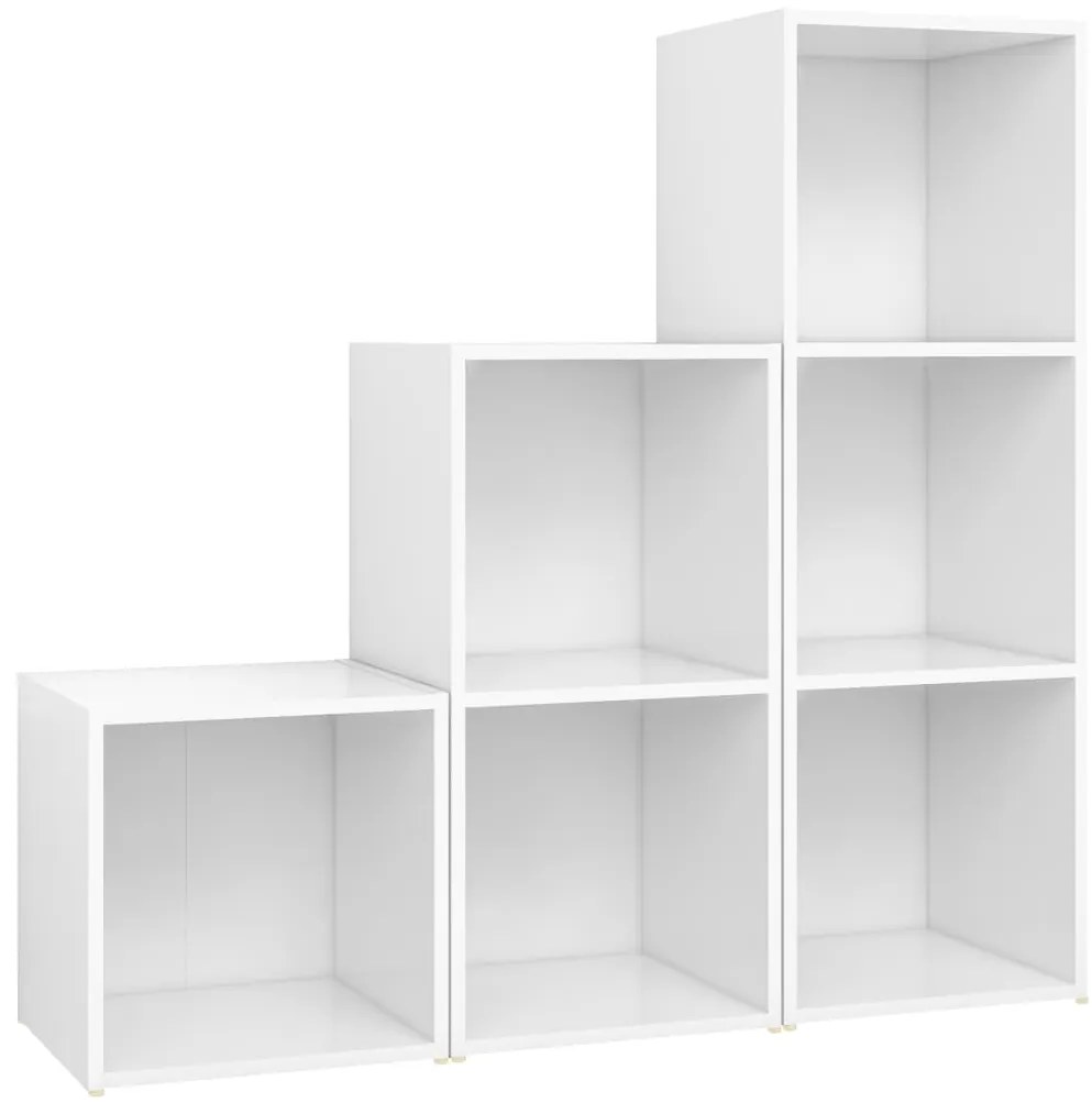 3080078 vidaXL Комплект ТВ шкафове от 3 части, бял, инженерно дърво