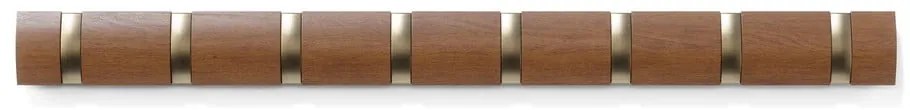 Кафява стенна закачалка от масивна топола Flip – Umbra