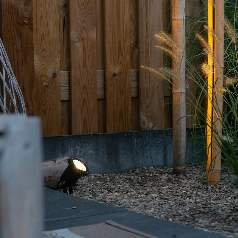 Комплект от 3 интелигентни градински прожектора черни вкл. кабел и щепсел 200cm IP65 вкл. Zigbee GU10 - Basic