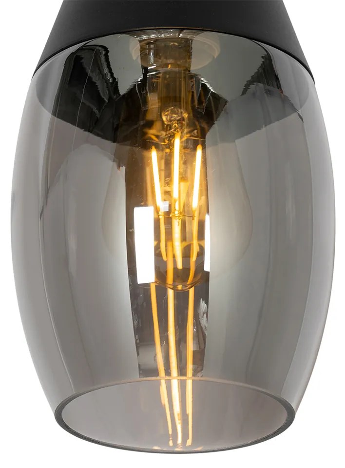 Модерна висяща лампа черна с димно стъкло - Drop