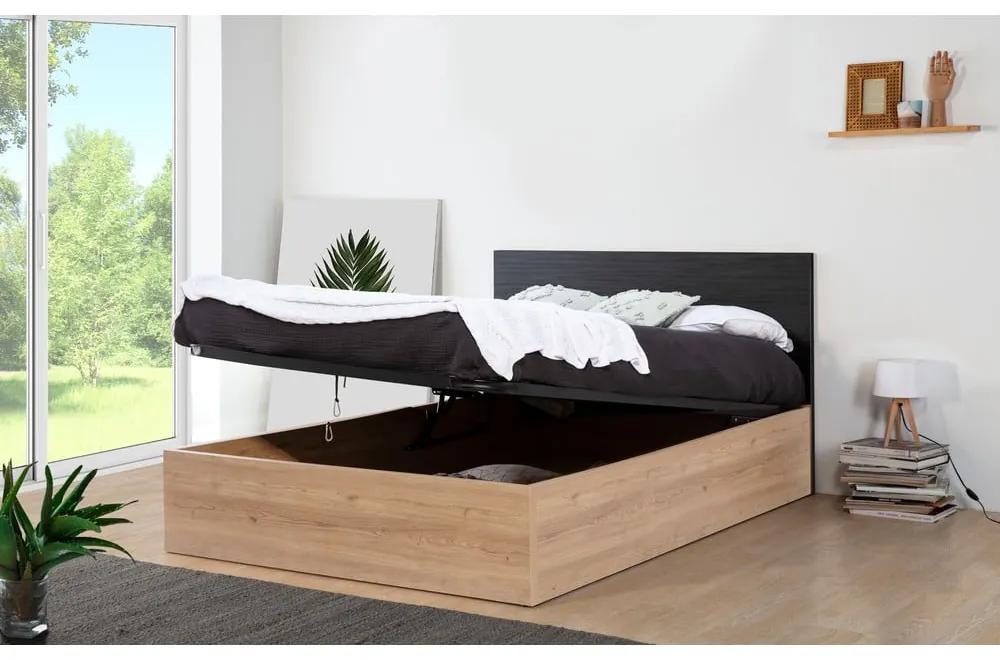 Сиво двойно легло с място за съхранение и решетка 160x200 cm Kronos - Marckeric