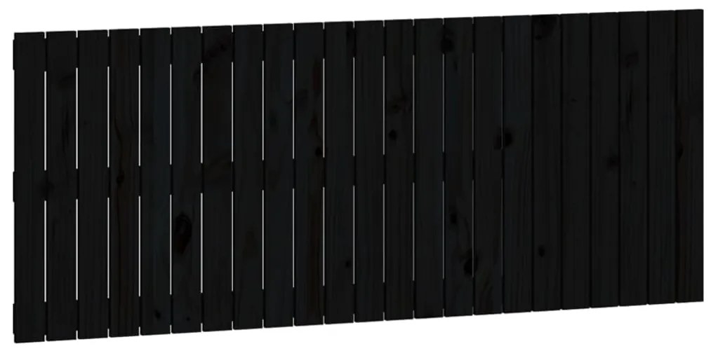 824847 vidaXL Стенна табла за спалня, черна, 147x3x60 см, борово дърво масив