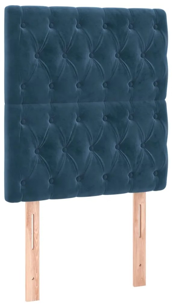 3116702 vidaXL Табла за легло, тъмносиня, 80x7x118/128 см, кадифе