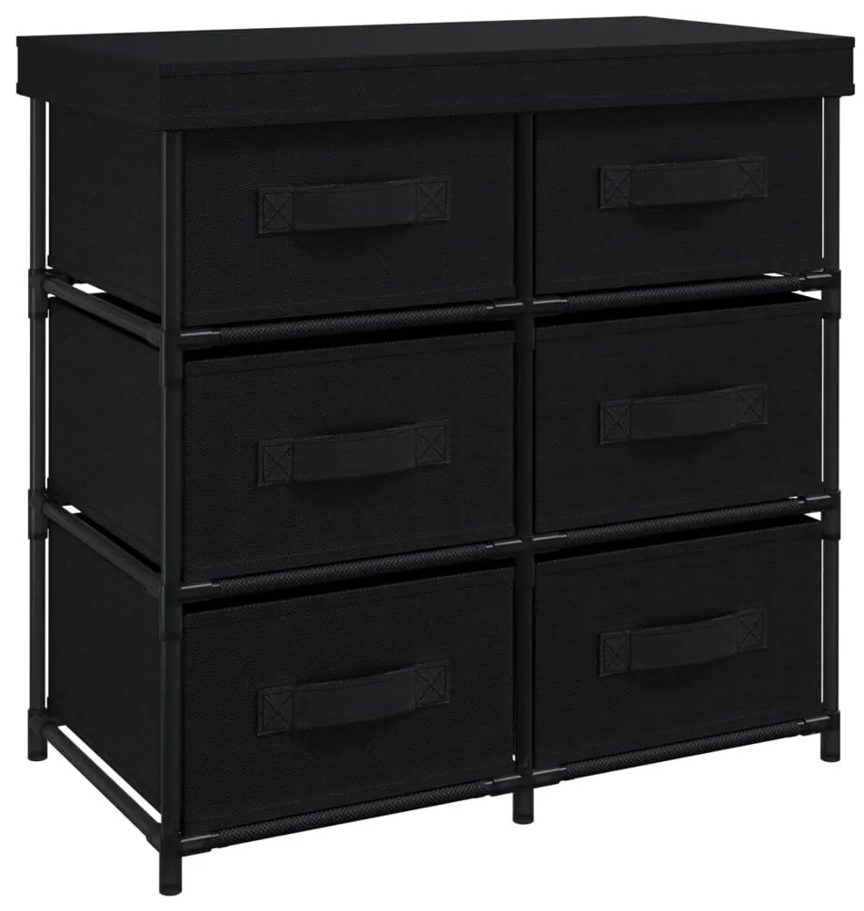 337257 vidaXL Шкаф за съхранение с 6 чекмеджета, 55x29x55 см, черна стомана